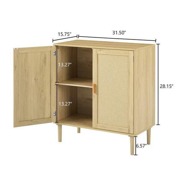 Wooden Storage Cabinet with Shelves and Two Doors,Natural