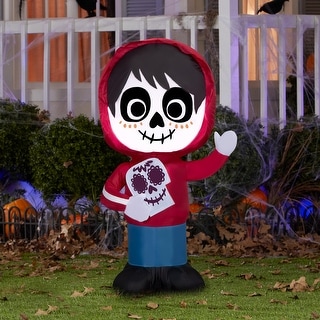 Gemmy Airblown Miguel from Coco w/Skull Disney, 3.5 ft Tall, Red