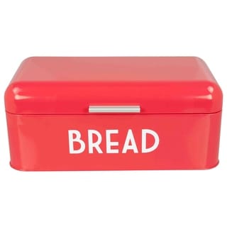Red Metal Bread Box Storage Bin with Lid