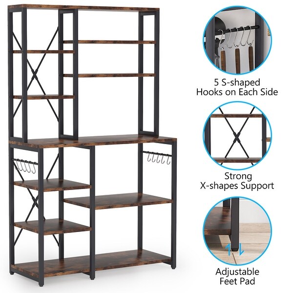 Kitchen Baker's Rack, 5-Tier+6-Tier Kitchen Utility Storage Shelf Table with 10 S-Shaped Hooks