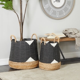 Banana Leaf Bohemian Storage Basket ( Set of 2) - S/2 21", 18"H
