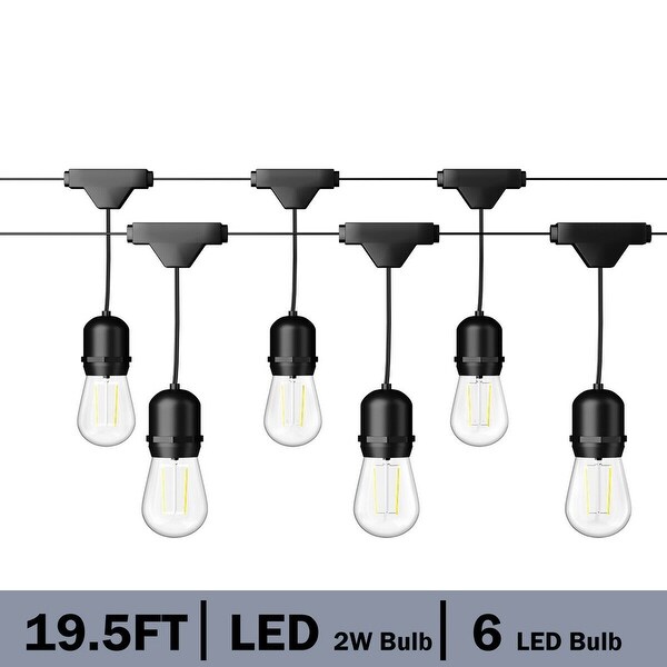 Outdoor LED String Lights Commercial Grade Weatherproof Patio Lights - Black