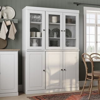 Palace Imports 100% Solid Wood Modular China with 2-Drawer Kit, Solid, and Glass Doors - 48.5" x 71.5"