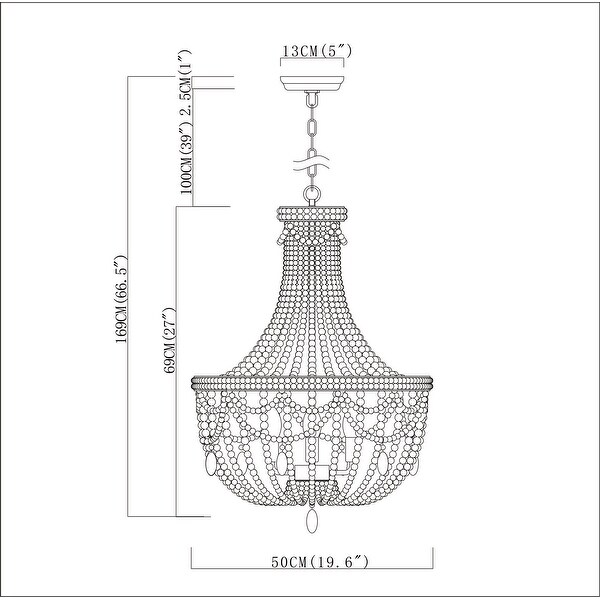 Hele 20 Inch White Beads Bohemian Chandelier 4 Light