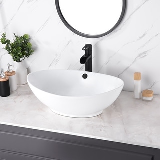Luxier CS-004 Oval Bathroom Ceramic Vessel Sink Art Basin in White