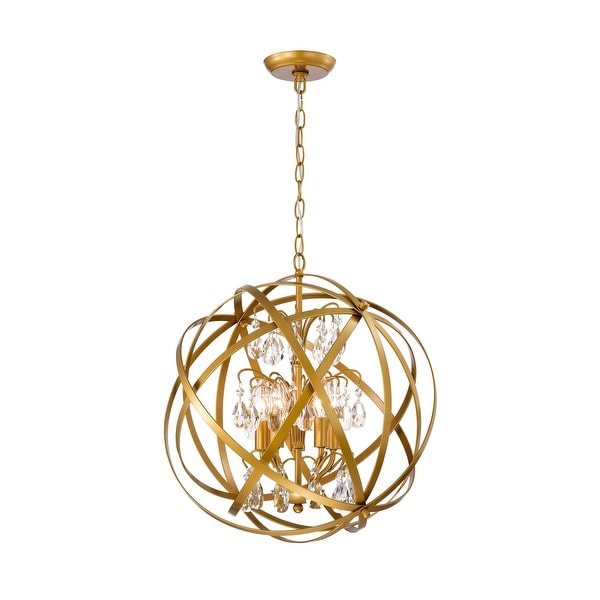 Benita Yellow-ish Gold 5-Light Metal Globe Crystal Chandelier