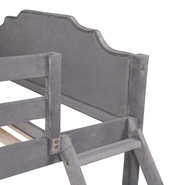 Triple Bunk Bed with Drawers, Full Over Twin & Twin Velvet Bunkbed Frame for 3 Kids Bedroom, Divided into 3 Separate Beds