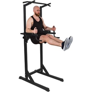 Adjustable Height 62.2" to 84.5" Strength Power Tower Dip Station Pull Up Bar Workout Equipment, Holds Up to 660LBS