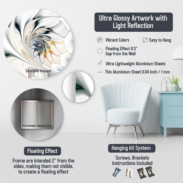 Designart "Abstract Shapes And Lines I" Abstract Marble Metal Wall Art