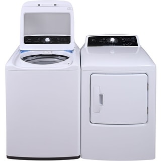 Midea 4.1-Cu. Ft. Top Load Impeller Washer and 6.7-Cu. Ft. Impeller Top Load Electric Dryer in White