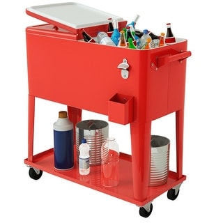 Outdoor Patio 80" Quart Rolling Steel Construction Cooler