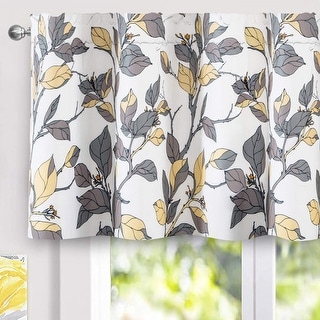 DriftAway Ryan Sketch Flower Floral Branch Leaves Lined Window Curtain Valance - 52'' width x 24'' length