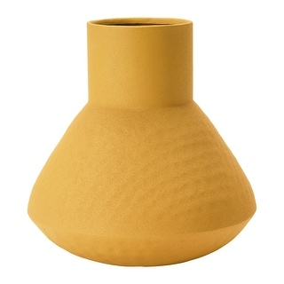 Textured Metal Vase, Mustard Color