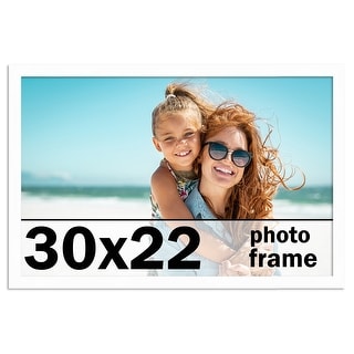 30x22 Frame White Solid Wood Picture Frame Includes UV Acrylic Shatter