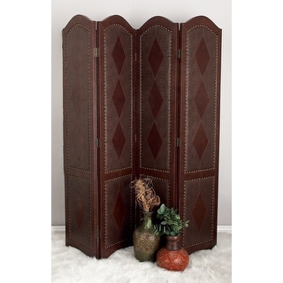 Brown MDF Traditional Room Divider Screen 71 x 64 x 1 - 17 x 72