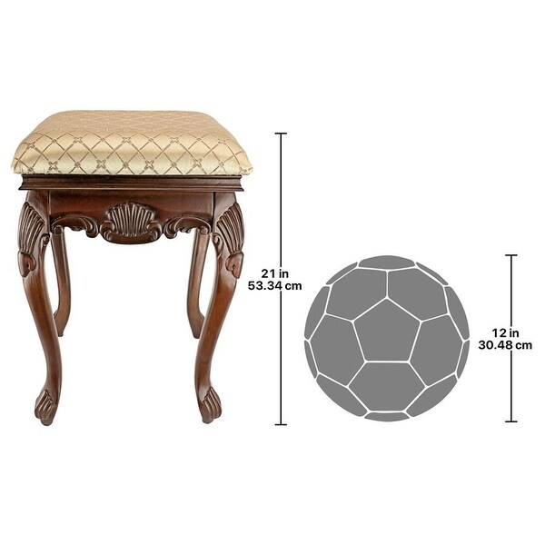 Design Toscano Madame Bouvier Boudoir Stool - Walnut - 15 x 15 x 21