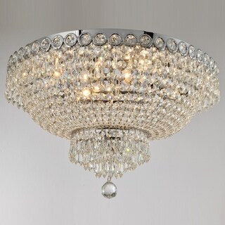 French Empire 6 Light 20 in. Chrome Finish Crystal Flush Mount Ceiling Light Round Large - Large Flush Mount
