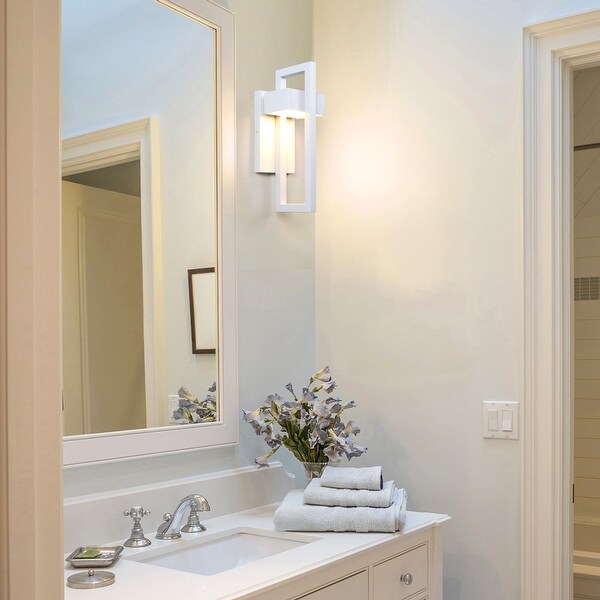 Integrated LED Black/White Aluminum Outdoor 1-Light Wall Sconce