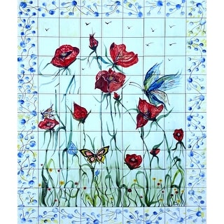 36in x 48in Gardenia Desig 108pc Mosaic Tile Ceramic Wall Mural