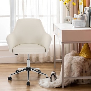 Cotton Linen Swivel Task Chair Ergonomic Swivel Accent Chair