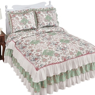 Delightful Garden Floral Patchwork Ruffled Bedspread