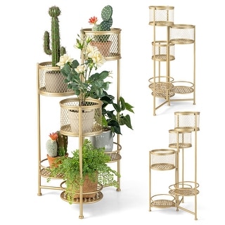 Gymax 6-tier Foldable Metal Plant Stand Flower Pot Display Rack Hinged