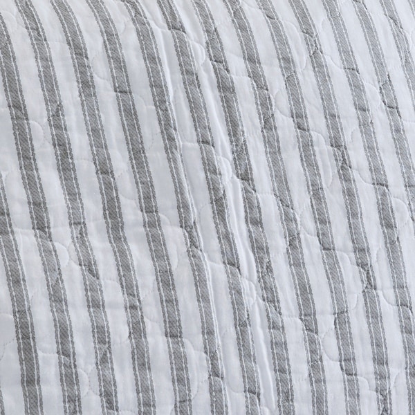 Stone Cottage Willow Way Ticking Stripe Cotton Grey Quilt Set