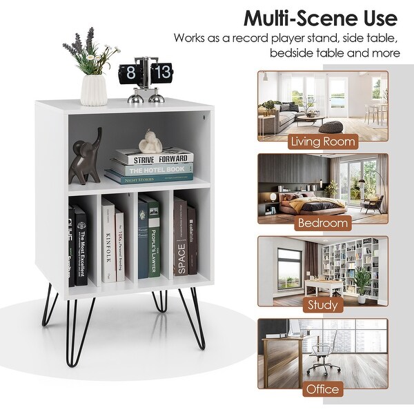 Costway Record Player Stand Turntable Stand Display Shelf 21" L x 18" - 21'' x 18'' x 34''