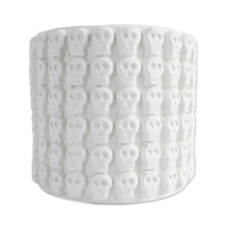 NOVICA Handmade Rows Of White Skulls Ceramic Flower Pot