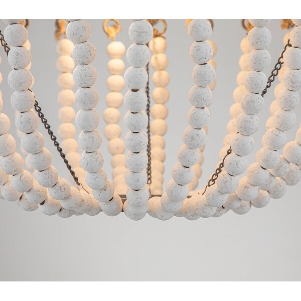 Bohemian Boho Beachy Wood Bead Chandelier