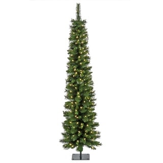 6 ft. Pre-Lit Nooksack Fir Pencil Slim Tree with LED Lights - 6 ft