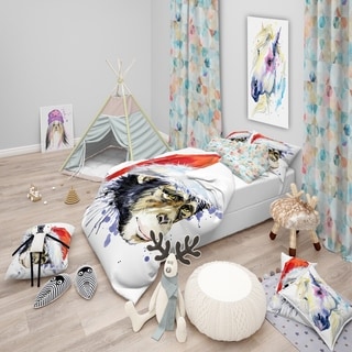 Designart 'Monkey Santa Clause' Animal Bedding Set - Duvet Cover & Shams