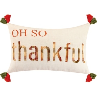 Oh So Thankful Embroidered Tassel Pillow