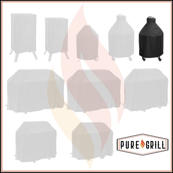 22" Ceramic Grill Cover, Large Kamado BBQ Grill, Universal Fit 31"x40" - Black - 31" Dia x 40" - Ceramic Grill