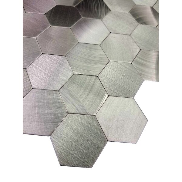 Miseno BLDEHMHEX Enchanted Metals - 2" x 2" Hexagon Wall Mosaic Tile - - Silver