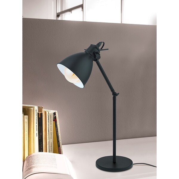 Eglo Priddy 1-Light Black Desk Lamp with Black Exterior White Interior