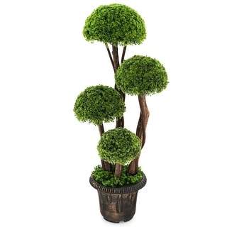 3 Feet Decorative Artificial Cedar Topiary Tree with Rattan Trunk - 10’� x 7.5’� ,
