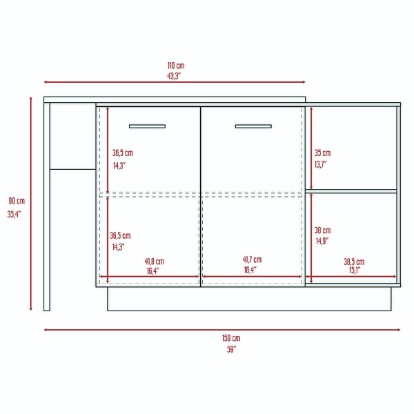 Kitchen Storage Cabinet with 2-Shelf 1-Drawer 3-Division, Floor Sideboard and Buffet Server Cabinet, Entryway Console Cabinet