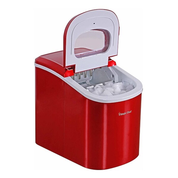 Magic Chef MCIM22R Portable Countertop 27lb Ice Maker Machine, Stainless Steel - 20.3