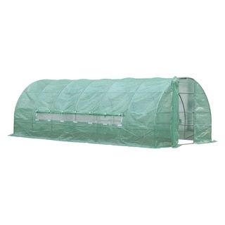 Outsunny 20' x 10' x 6.5' Outdoor Portable Walk-In Greenhouse with PE Cover - Green