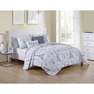 VCNY Home Paris Night Reversible Quilt Set