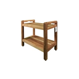 EcoDecors Eleganto 24" Shower Bench With Storage Shelf And LiftAide Arms - EarthyTeak Finish