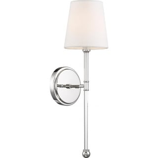 Olmsted 1-Light Wall Sconce Polished Nickel Finish with White Linen Shade - Polished Nickel / White Fabric