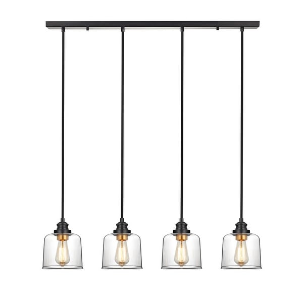 KAWOTI 4-Light Kitchen Island Linear Pendant Light with Glass Shade