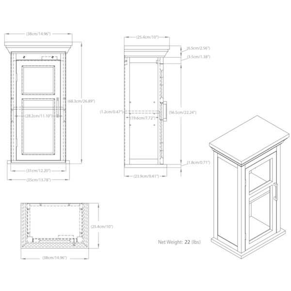 WYNDENHALL Hayes 26.9 inch H x 15 inch W Single Door Wall Cabinet