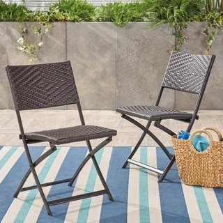 Christopher Knight Home El Paso Outdoor Brown Wicker Folding Chair (Set of 2)