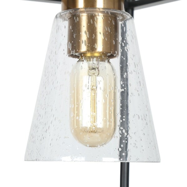 Modern Linear Chandeliers Black Gold Dimmable Geometric Ceiling Lights with Glass Shade - 33.5" L x 10" W x 75" H