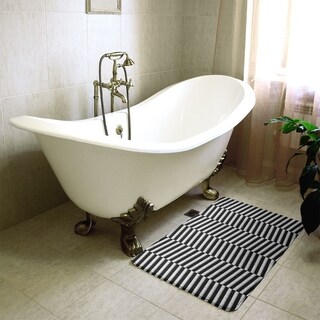 Two Color Fractured Stripes Bath Mat