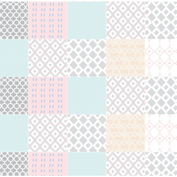 Extra Long Shower Curtain 72 x 78 Inch MSV France Polyester Fabric Patchwork Look Mellow