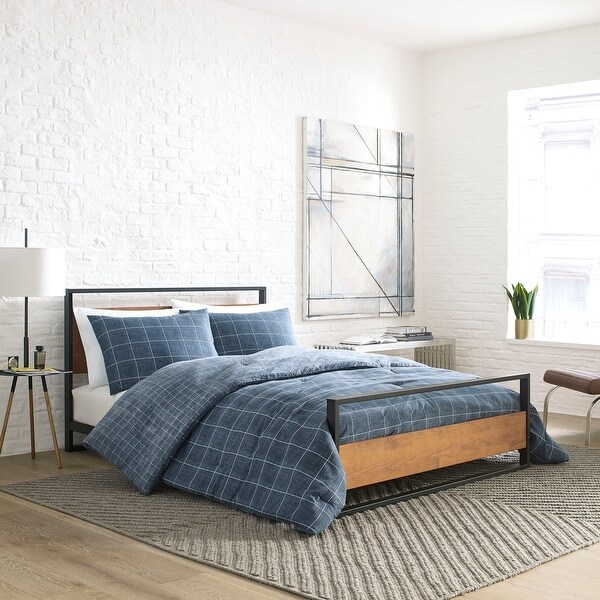 Kenneth Cole New York Holden Grid Blue Comforter Set